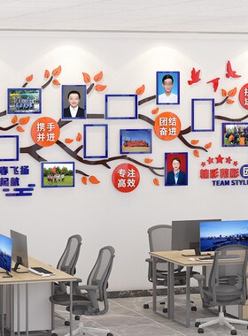 员工风采展示照片墙公告宣传栏办公室励志标语公司企业团队文化墙
