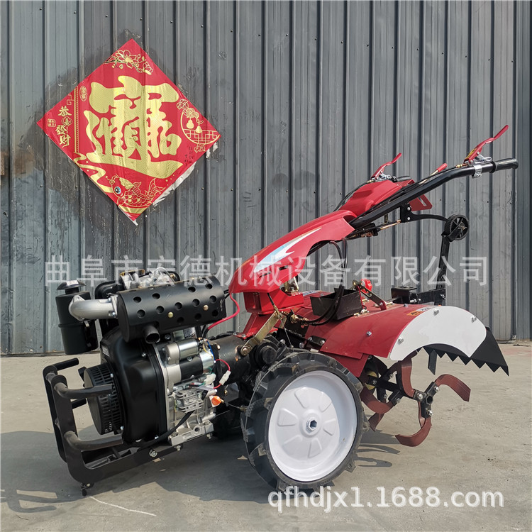 Small agricultural multi-functional rotary tiller Agricultural four-wheel drive micro tiller Agricultural hand-held ditching tillage machine