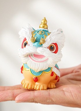 装饰工艺品摆件高级感舞狮醒狮创意摆件高级感桌面茶桌装饰工艺品