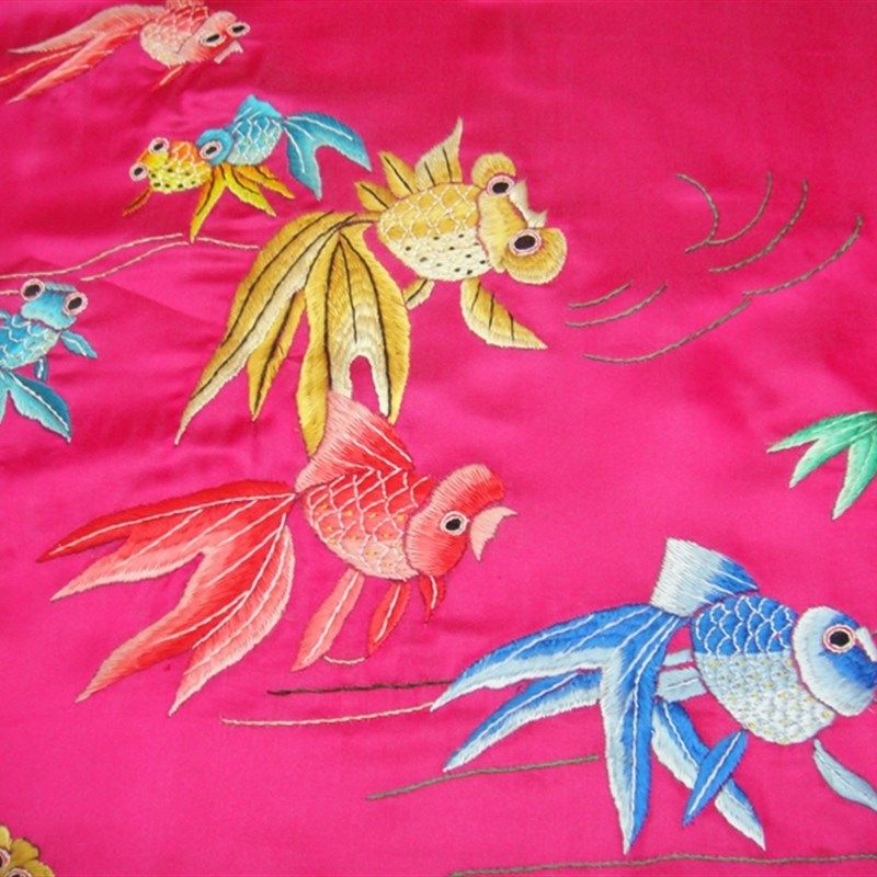 小金鱼被面真丝婚庆被套百鱼图软缎结婚被罩桑蚕丝纯手工绣花丝绸,淘宝优惠券,粉丝福利购,淘宝优惠卷