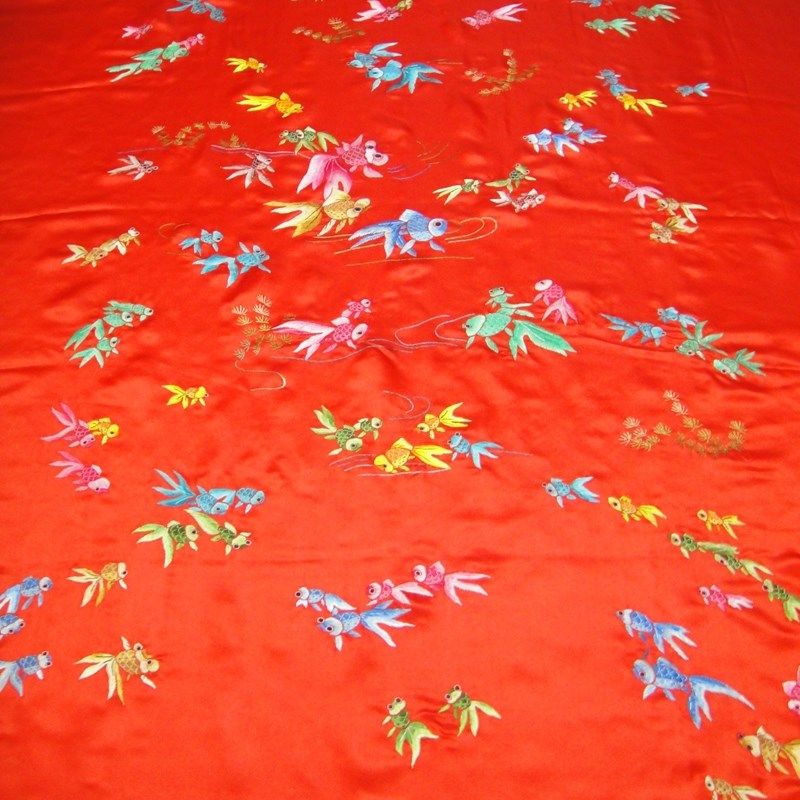 小金鱼被面真丝婚庆被套百鱼图软缎结婚被罩桑蚕丝纯手工绣花丝绸,淘宝优惠券,粉丝福利购,淘宝优惠卷