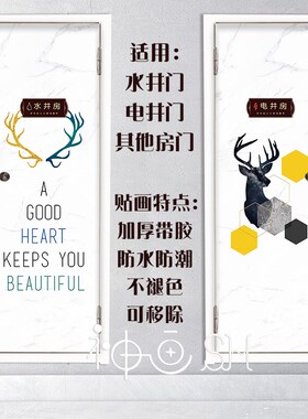 极简仿大理石纹水井门贴纸自粘定制电井门遮挡美化贴走廊装饰画白