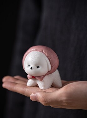 陶瓷可爱呆萌小狗摆件创意家居桌面小摆设微景观花盆造景装饰配件