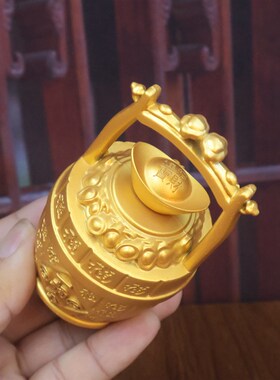 财源滚滚一桶金摆件一桶江山招财进宝客厅书房办公室桌面聚财摆件