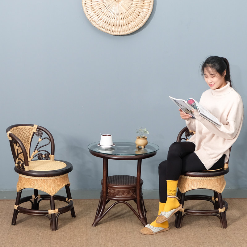 小藤椅子靠背椅圈椅滕靠椅天然真藤小椅子久坐舒服转椅单人小凳子,淘宝优惠券,粉丝福利购,淘宝优惠卷