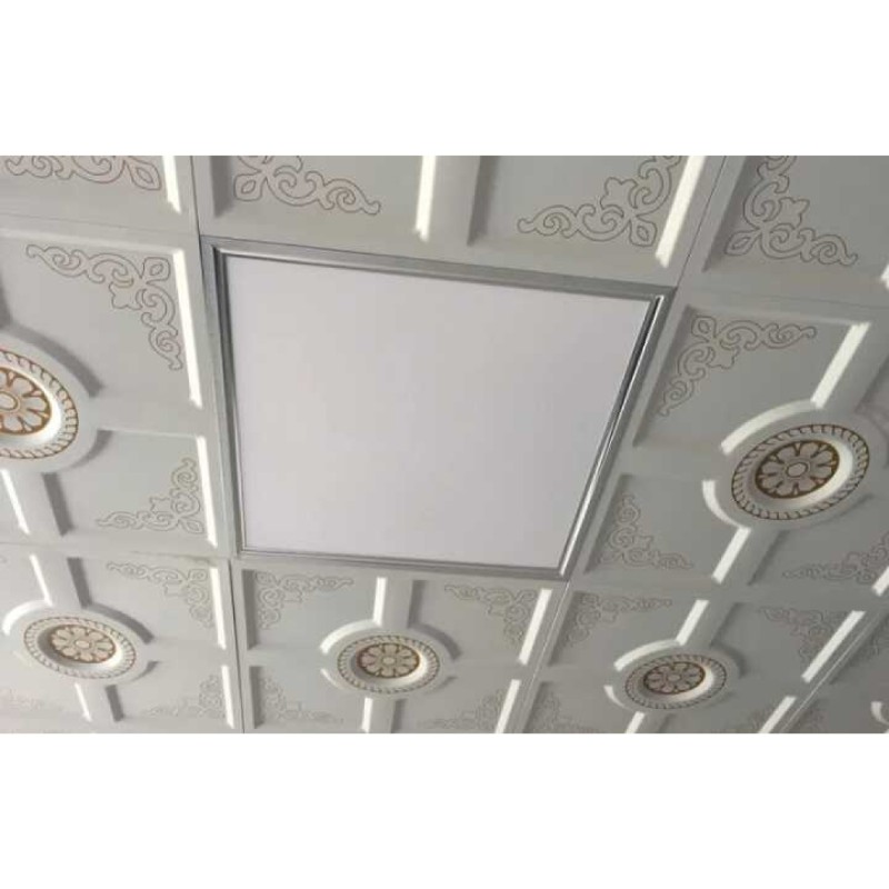 中式复古木纹集成吊顶嵌入式铝扣板300x300 led平板灯30x30拼花灯 - 图1