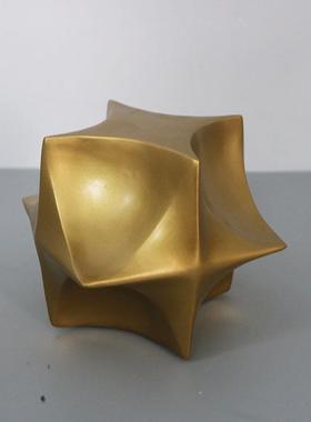 现代客极简金色菱形树BTL脂摆件桌板面摆样件房厅书柜桌面软装饰