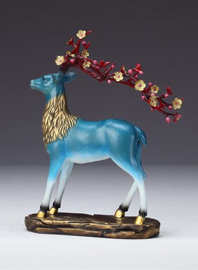 彩铜鹿行大运摆件家居办公室桌面梅花鹿铜工艺品一鹿顺风礼品