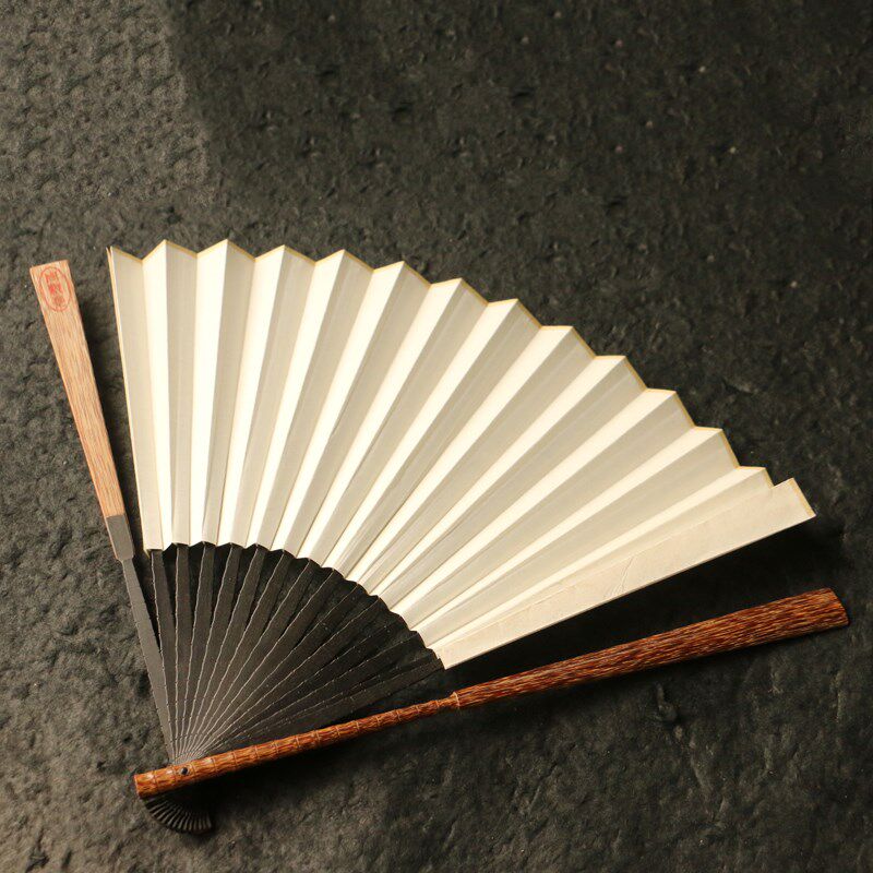 【周献忠】95寸16方16方纯手工精工制作芝麻竹老料乌木小骨折扇 - 图3