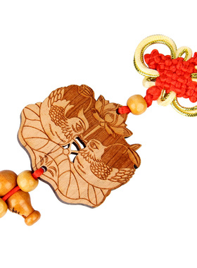 桃木鸳鸯床头挂件一对摆件卧室婚房饰品