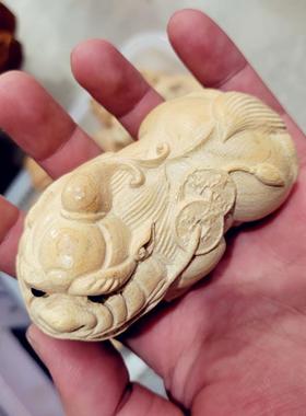 老桃木兔子摆件木雕刻生肖实木质制大小号一对可爱客厅桌面工艺品