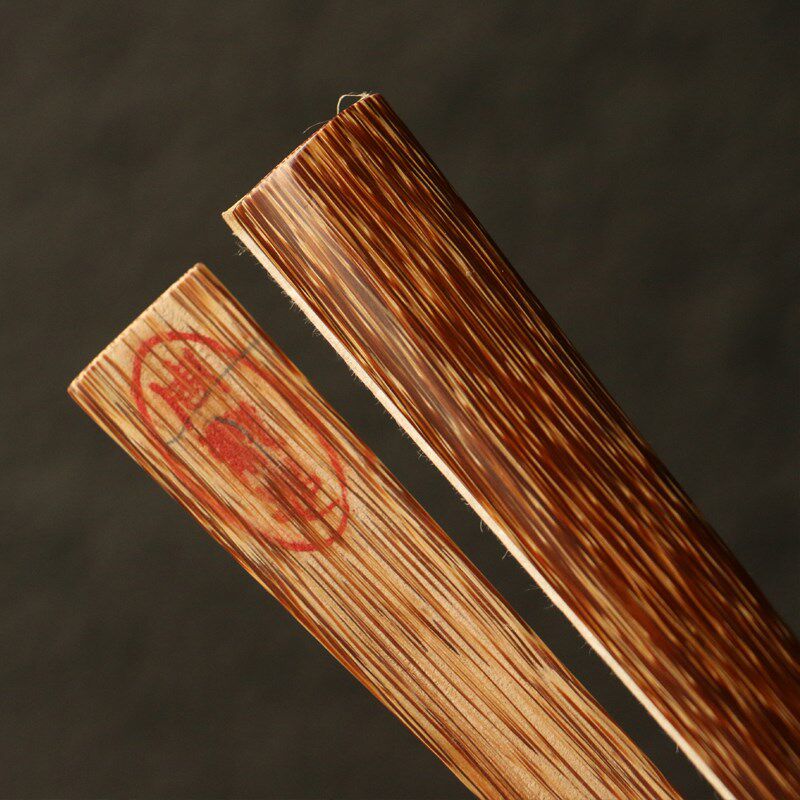 【周献忠】95寸16方16方纯手工精工制作芝麻竹老料乌木小骨折扇 - 图2