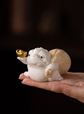 白瓷小金蟾摆件创意家居玄关酒柜办公桌面招财装饰品陶瓷蟾蜍