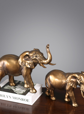 欧式铜金色吉祥大象家居客厅酒柜玄关办公室摆件开业礼品商务摆设