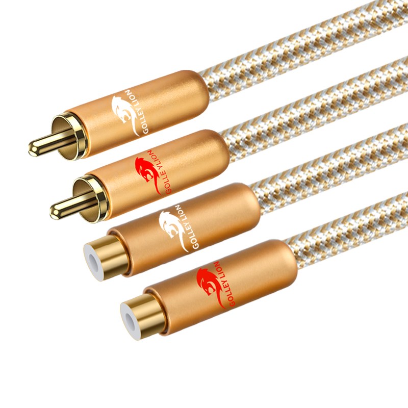 Goli Lion Fever Double Lotus Male to Female Audio Cable Lotus 2/2 DVD Amplifier Audio Extension Cable