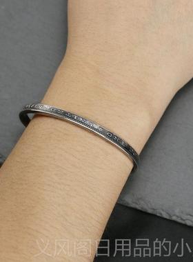 正品牛精工 N镯W国摩根银币窄款手绿松石菊花钉纯银9美25男女银钝