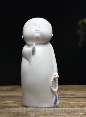 高档东方 泥土禅意小和尚摆件 创酒意陶厅瓷工艺品家居客博古架柜