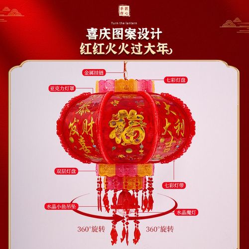 新年七彩led旋转走马灯一对阳台大门口灯笼吊灯春节装饰2025灯笼 - 图1