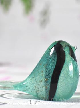 高档创意物璃小摆件可爱动物琉装饰品玻璃小鸟生日礼结面婚礼品桌