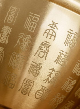 纯黄铜米缸聚财百福缸招聚宝盆摆件财进宝铜缸玄关客厅家居存钱罐