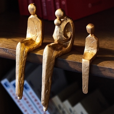 现代简约抽象一家三口四口人物小摆件书房酒柜桌面装饰工艺品摆设