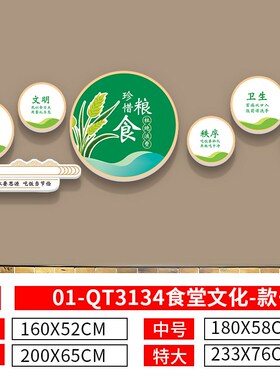 食堂文化墙贴挂画光盘行动员工餐饮店厅节约粮食文明用餐标语贴纸