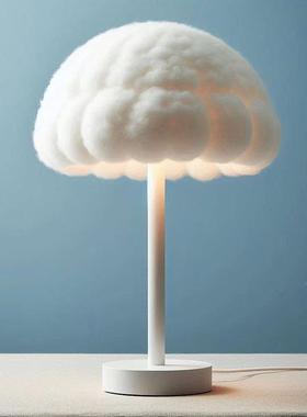 新款植绒菇台灯桌面创意夜灯植蘑绒家小KTZRML居摆件装饰品工艺品