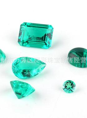 车平祖母绿切长方倒角形验培祖母绿宝裸育室石实长方培育培植水热