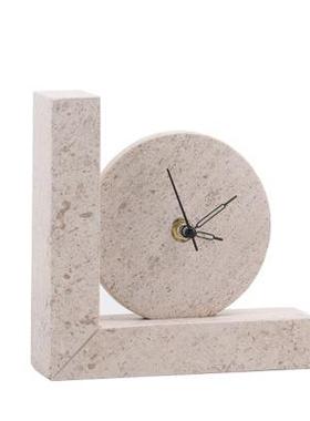 装现代简创约意大理石台钟时钟石TTK英机芯家居桌面办公软饰品摆