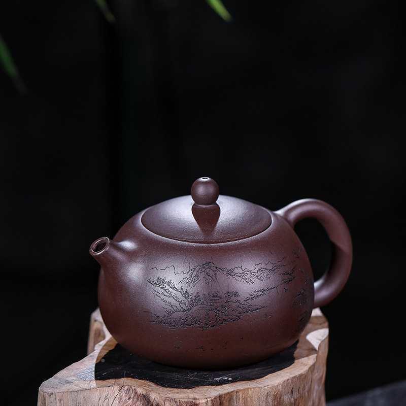 球孔西施砂壶号卡盖紫砂壶手量工西施壶紫大容家用泡茶壶F87T76TS - 图1