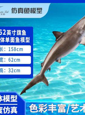 室内装饰黑鱼立单面真鱼模型玻璃钢雕塑仿体鲨海洋工艺品墙hsltdm