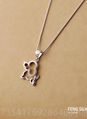 正品新款本生年命小狗项链女纯韩国肖狗狗吊坠可爱小动银物锁骨链