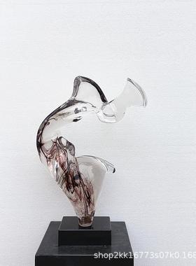 透02明树脂工品雕塑抽象术酒店别艺墅客厅桌艺面摆创件软装意饰