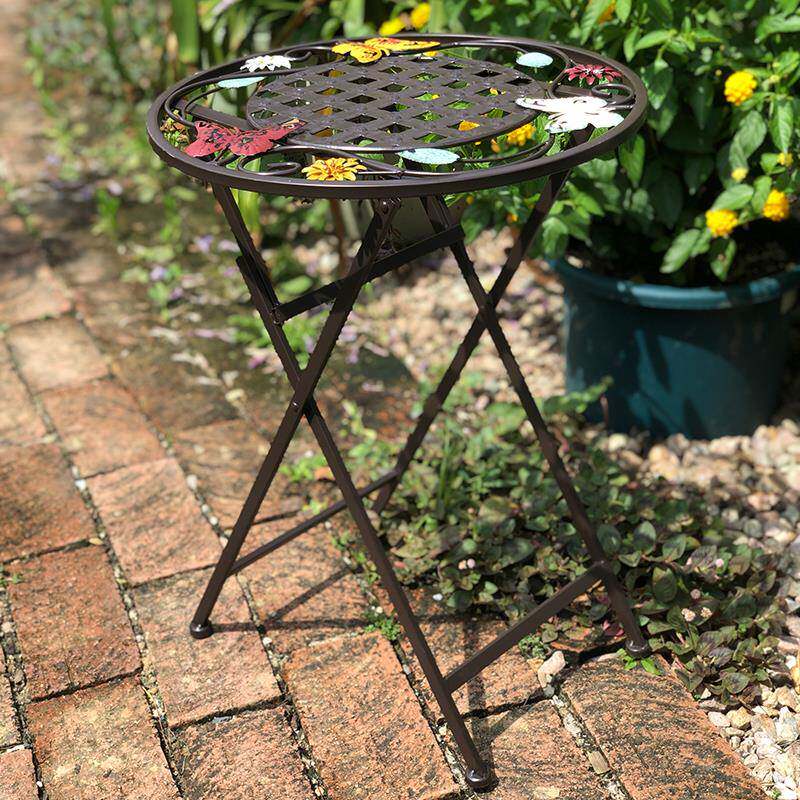 0A铁艺园折叠小圆桌阳创台小茶几客厅NS089沙发角几意小茶桌边花 - 图1