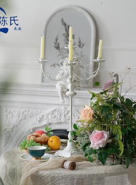 法式多婚头A2794庆烛台摆件浪漫客厅复古做旧铁艺烛台氛围感烛炸