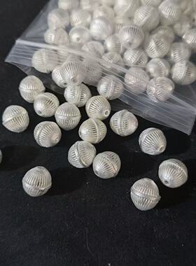 大凉山彝族镀银网状圆球串珠配件