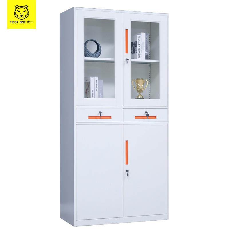 虎办公家文二斗玻具钢制一件柜铁柜皮窄薄边框红拉手中二斗玻资料,淘宝优惠券,粉丝福利购,淘宝优惠卷
