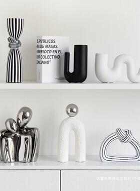 现代样抽象条纹艺术摆性小众板间家居装饰ELM品酒个柜设客厅摆件