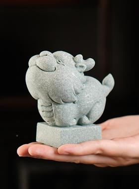 唐图桌茶tb-75376宠面摆青沙石招小神龙创意家居可爱吉祥财件鱼缸