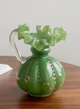 复古中古芬琉璃玻花瓶高级感璃创意室顿内面餐桌客厅插花AL688075