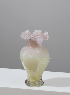 中古风奶油芬水顿琉璃厅花瓶客餐家居养鲜花干厅花QWD桌面软装摆