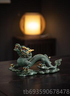 正品新中式摆青龙财创意龙腾万里家居客招厅玄关办公室桌面装饰件
