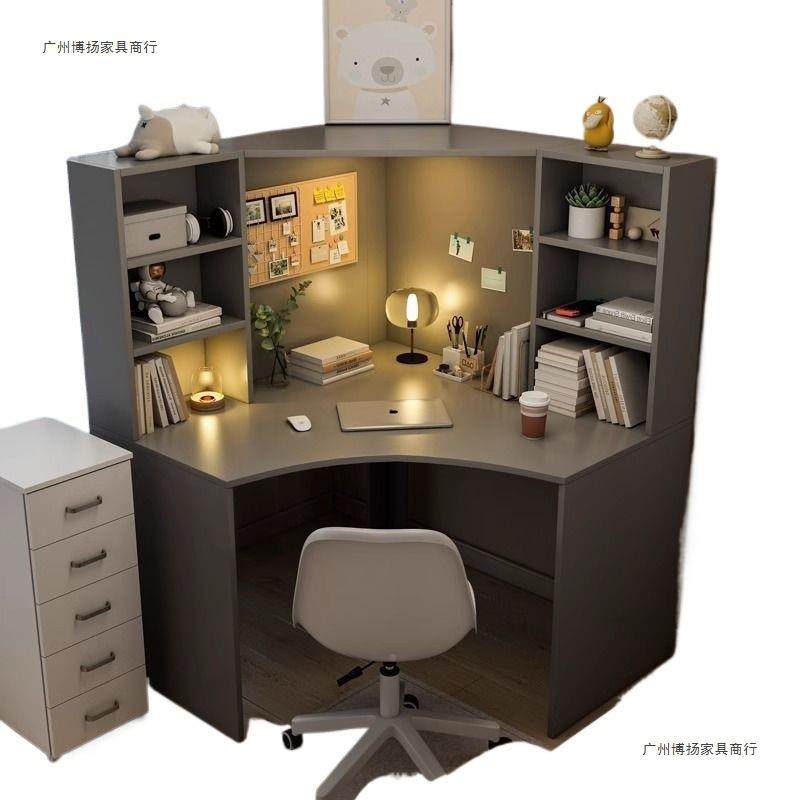 实木转电角脑桌书桌书架组用合一体台式学学MRE生写字书柜家卧室,淘宝优惠券,粉丝福利购,淘宝优惠卷