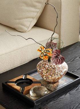 花营销中客心招商待处会厅洽TUV谈区接沙发茶几边几托盘纸巾盒瓶