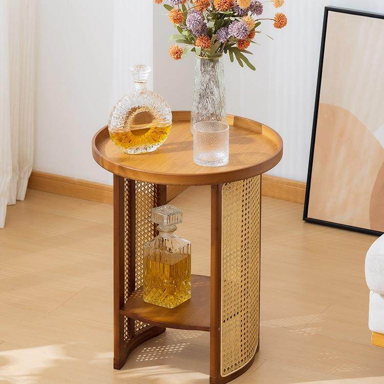 边几客厅沙发小茶几床头边柜创意圆形茶桌阳台小桌子日式藤编角几,淘宝优惠券,粉丝福利购,淘宝优惠卷