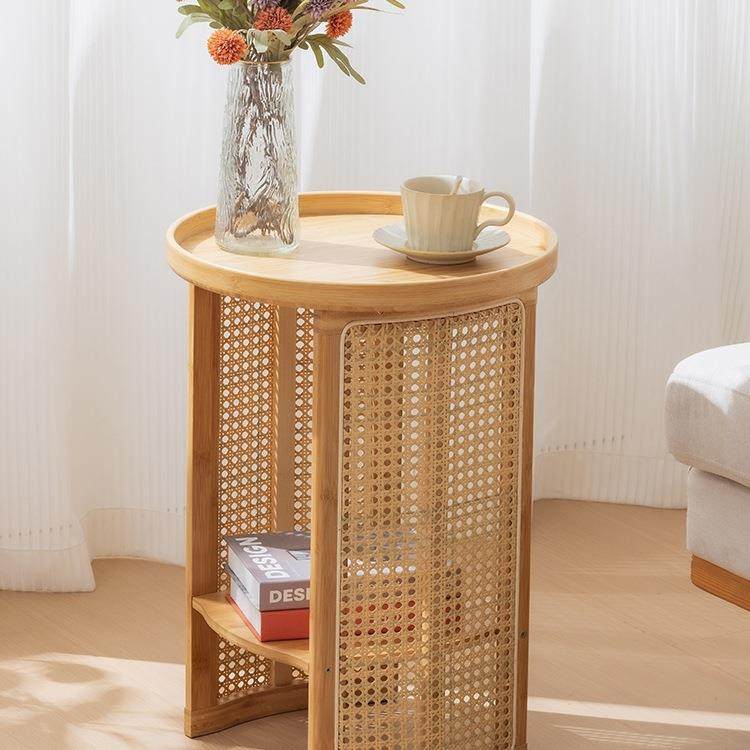 边几客厅沙发小茶几床头边柜创意圆形茶桌阳台小桌子日式藤编角几,淘宝优惠券,粉丝福利购,淘宝优惠卷