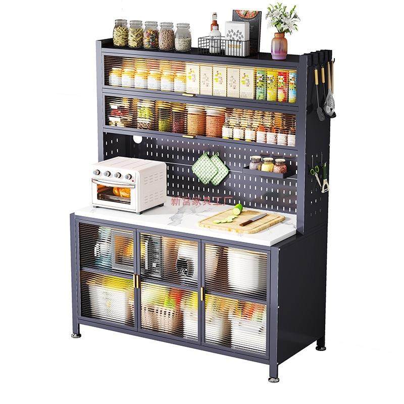 厨房置物架餐边柜储物柜落地防尘微波炉烤箱碗碟多功能收纳柜橱柜,淘宝优惠券,粉丝福利购,淘宝优惠卷
