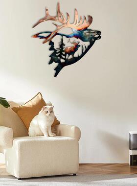 彩色麋鹿金属铁艺工艺品 墙壁装饰挂件 户外室内装饰艺术工艺品