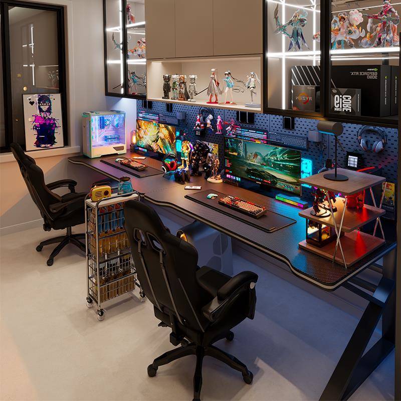 Double brain table desktop gaming table and chair set XCS gaming room couple side by side computer table desk