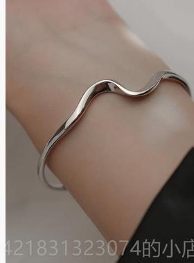 高档悟银饰莫比乌银手镯手女纯银年轻款镯in斯s小众设计镯子纯银